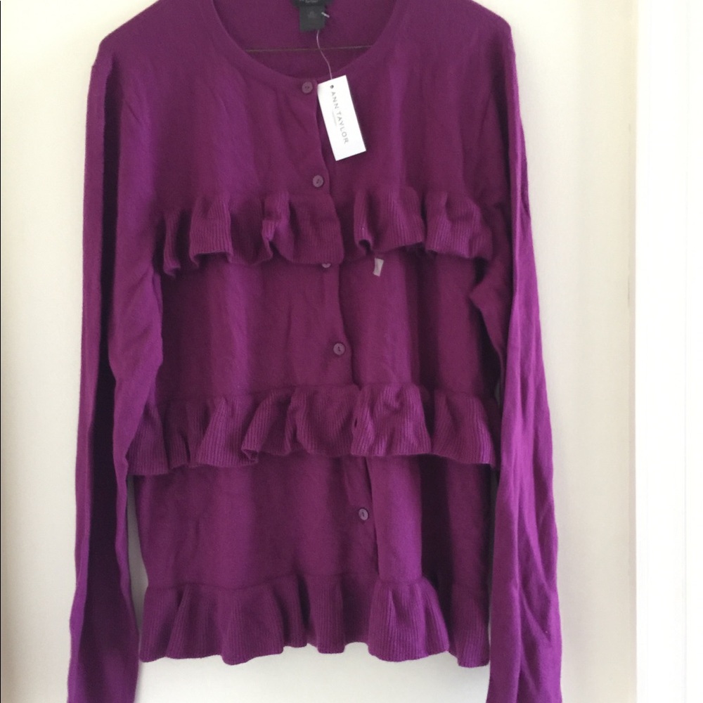 Ann Taylor open front Ruffle Cardigan - Picture 3 of 8